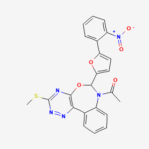 molecular formula C23H17N5O5S B5280168 7-acetyl-3-(methylthio)-6-[5-(2-nitrophenyl)-2-furyl]-6,7-dihydro[1,2,4]triazino[5,6-d][3,1]benzoxazepine 