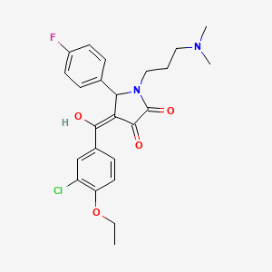 molecular formula C24H26ClFN2O4 B5280182 (4E)-4-[(3-chloro-4-ethoxyphenyl)-hydroxymethylidene]-1-[3-(dimethylamino)propyl]-5-(4-fluorophenyl)pyrrolidine-2,3-dione 