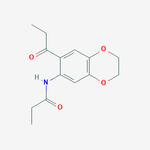 molecular formula C14H17NO4 B5280205 N-(7-propionyl-2,3-dihydro-1,4-benzodioxin-6-yl)propanamide 