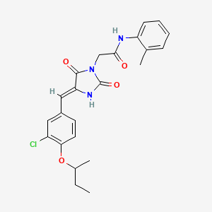 molecular formula C23H24ClN3O4 B5280208 2-[(4Z)-4-[(4-butan-2-yloxy-3-chlorophenyl)methylidene]-2,5-dioxoimidazolidin-1-yl]-N-(2-methylphenyl)acetamide 