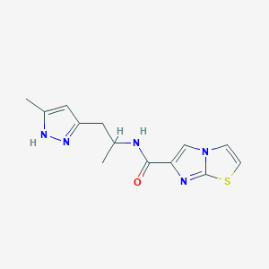 molecular formula C13H15N5OS B5280216 N-[1-methyl-2-(3-methyl-1H-pyrazol-5-yl)ethyl]imidazo[2,1-b][1,3]thiazole-6-carboxamide 