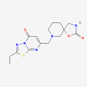 molecular formula C15H19N5O3S B5280224 7-[(2-ethyl-5-oxo-5H-[1,3,4]thiadiazolo[3,2-a]pyrimidin-7-yl)methyl]-1-oxa-3,7-diazaspiro[4.5]decan-2-one 