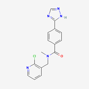 molecular formula C16H14ClN5O B5280284 N-[(2-chloropyridin-3-yl)methyl]-N-methyl-4-(1H-1,2,4-triazol-3-yl)benzamide 