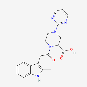 1-[(2-methyl-1H-indol-3-yl)acetyl]-4-pyrimidin-2-ylpiperazine-2-carboxylic acid