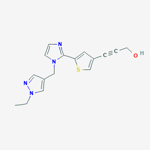 molecular formula C16H16N4OS B5280358 3-(5-{1-[(1-ethyl-1H-pyrazol-4-yl)methyl]-1H-imidazol-2-yl}-3-thienyl)prop-2-yn-1-ol 