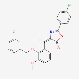 (4E)-2-(4-chlorophenyl)-4-[[2-[(3-chlorophenyl)methoxy]-3-methoxyphenyl]methylidene]-1,3-oxazol-5-one