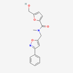 molecular formula C17H16N2O4 B5280382 5-(hydroxymethyl)-N-methyl-N-[(3-phenylisoxazol-5-yl)methyl]-2-furamide 