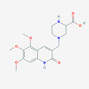 molecular formula C18H23N3O6 B5280424 4-[(5,6,7-trimethoxy-2-oxo-1,2-dihydroquinolin-3-yl)methyl]piperazine-2-carboxylic acid 