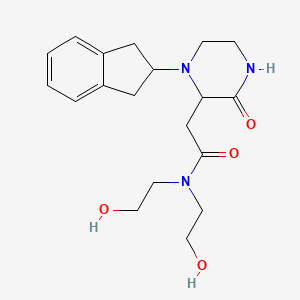 molecular formula C19H27N3O4 B5280510 2-[1-(2,3-dihydro-1H-inden-2-yl)-3-oxo-2-piperazinyl]-N,N-bis(2-hydroxyethyl)acetamide 