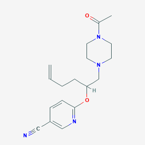 molecular formula C18H24N4O2 B5280532 6-({(2S,5R)-5-[(4-acetylpiperazin-1-yl)methyl]tetrahydrofuran-2-yl}methyl)nicotinonitrile 