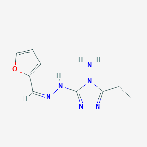 molecular formula C9H12N6O B5280549 5-ethyl-3-N-[(Z)-furan-2-ylmethylideneamino]-1,2,4-triazole-3,4-diamine 