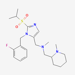 N-[[3-[(2-fluorophenyl)methyl]-2-propan-2-ylsulfonylimidazol-4-yl]methyl]-N-methyl-1-(1-methylpiperidin-2-yl)methanamine