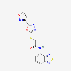 molecular formula C14H10N6O3S2 B5280622 N-(2,1,3-benzothiadiazol-4-yl)-2-[[5-(5-methyl-1,2-oxazol-3-yl)-1,3,4-oxadiazol-2-yl]sulfanyl]acetamide 