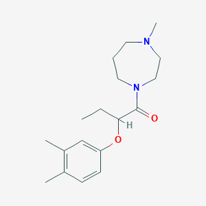 molecular formula C18H28N2O2 B5280742 2-(3,4-Dimethylphenoxy)-1-(4-methyl-1,4-diazepan-1-yl)butan-1-one 