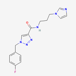 molecular formula C16H17FN6O B5280751 1-(4-fluorobenzyl)-N-[3-(1H-imidazol-1-yl)propyl]-1H-1,2,3-triazole-4-carboxamide 