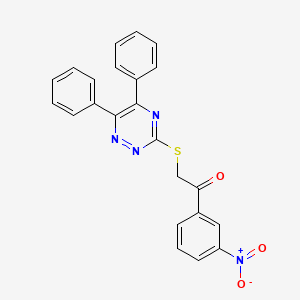 molecular formula C23H16N4O3S B5280768 2-[(5,6-Diphenyl-1,2,4-triazin-3-yl)sulfanyl]-1-(3-nitrophenyl)ethanone 