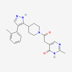 molecular formula C22H25N5O2 B5280780 2-methyl-5-(2-{4-[4-(2-methylphenyl)-1H-pyrazol-5-yl]piperidin-1-yl}-2-oxoethyl)pyrimidin-4(3H)-one 