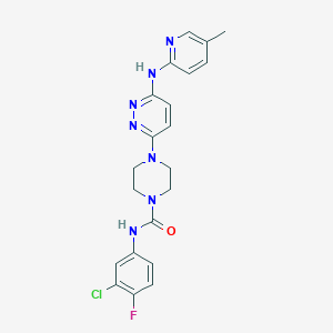 N-(3-chloro-4-fluorophenyl)-4-{6-[(5-methyl-2-pyridinyl)amino]-3-pyridazinyl}-1-piperazinecarboxamide