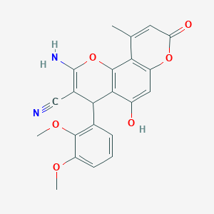 molecular formula C22H18N2O6 B5280786 2-amino-4-(2,3-dimethoxyphenyl)-5-hydroxy-10-methyl-8-oxo-4H-pyrano[2,3-h]chromene-3-carbonitrile 