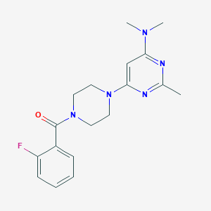 molecular formula C18H22FN5O B5280788 6-[4-(2-fluorobenzoyl)-1-piperazinyl]-N,N,2-trimethyl-4-pyrimidinamine 