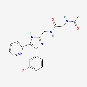 molecular formula C19H18FN5O2 B5280832 N~2~-acetyl-N~1~-{[4-(3-fluorophenyl)-5-pyridin-2-yl-1H-imidazol-2-yl]methyl}glycinamide 