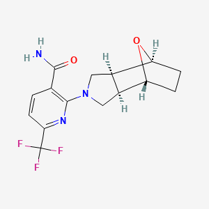 molecular formula C15H16F3N3O2 B5280861 2-[(1R*,2R*,6S*,7S*)-10-oxa-4-azatricyclo[5.2.1.0~2,6~]dec-4-yl]-6-(trifluoromethyl)nicotinamide 