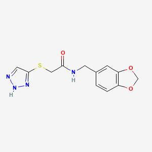 molecular formula C12H12N4O3S B5280862 N-(1,3-benzodioxol-5-ylmethyl)-2-(1H-1,2,3-triazol-5-ylthio)acetamide 