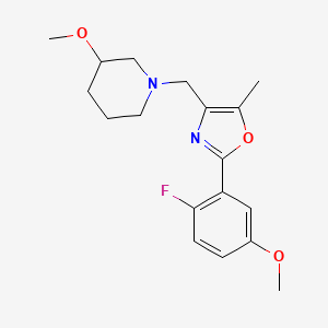 molecular formula C18H23FN2O3 B5280872 1-{[2-(2-fluoro-5-methoxyphenyl)-5-methyl-1,3-oxazol-4-yl]methyl}-3-methoxypiperidine 