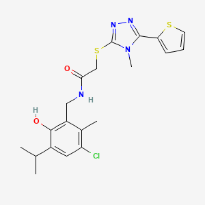 molecular formula C20H23ClN4O2S2 B5280892 N-(3-chloro-6-hydroxy-5-isopropyl-2-methylbenzyl)-2-{[4-methyl-5-(2-thienyl)-4H-1,2,4-triazol-3-yl]thio}acetamide 