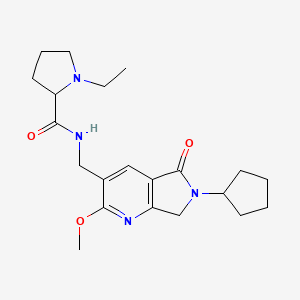 N-[(6-cyclopentyl-2-methoxy-5-oxo-6,7-dihydro-5H-pyrrolo[3,4-b]pyridin-3-yl)methyl]-1-ethylpyrrolidine-2-carboxamide