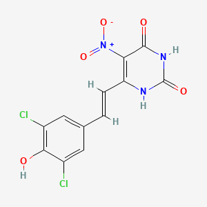 6-[(E)-2-(3,5-dichloro-4-hydroxyphenyl)ethenyl]-5-nitropyrimidine-2,4(1H,3H)-dione