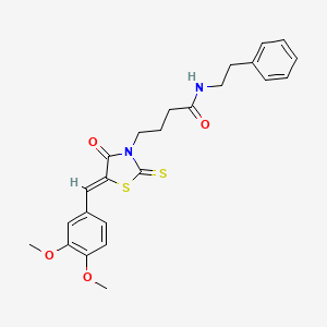 4-[5-(3,4-dimethoxybenzylidene)-4-oxo-2-thioxo-1,3-thiazolidin-3-yl]-N-(2-phenylethyl)butanamide