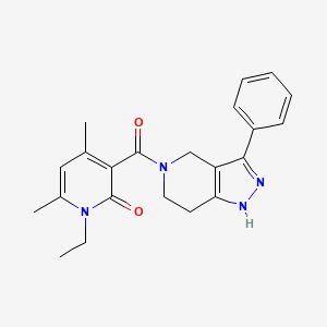 1-Ethyl-4,6-dimethyl-3-(3-phenyl-1,4,6,7-tetrahydropyrazolo[4,3-c]pyridine-5-carbonyl)pyridin-2-one