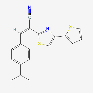 molecular formula C19H16N2S2 B5281042 (Z)-3-(4-propan-2-ylphenyl)-2-(4-thiophen-2-yl-1,3-thiazol-2-yl)prop-2-enenitrile 