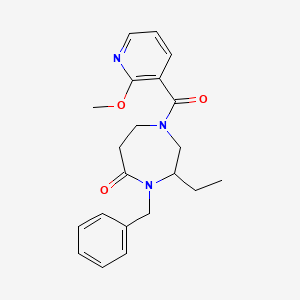 molecular formula C21H25N3O3 B5281105 4-benzyl-3-ethyl-1-[(2-methoxypyridin-3-yl)carbonyl]-1,4-diazepan-5-one 