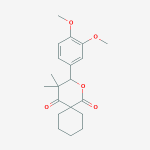 molecular formula C20H26O5 B5281190 3-(3,4-dimethoxyphenyl)-4,4-dimethyl-2-oxaspiro[5.5]undecane-1,5-dione 