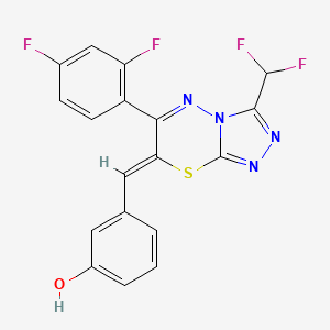 molecular formula C18H10F4N4OS B5281210 3-{(Z)-[3-(difluoromethyl)-6-(2,4-difluorophenyl)-7H-[1,2,4]triazolo[3,4-b][1,3,4]thiadiazin-7-ylidene]methyl}phenol 