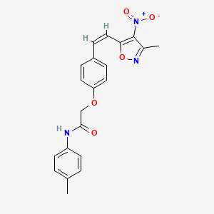 2-[4-[(Z)-2-(3-methyl-4-nitro-1,2-oxazol-5-yl)ethenyl]phenoxy]-N-(4-methylphenyl)acetamide