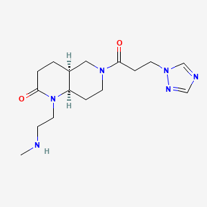 molecular formula C16H26N6O2 B5281284 rel-(4aS,8aR)-1-[2-(methylamino)ethyl]-6-[3-(1H-1,2,4-triazol-1-yl)propanoyl]octahydro-1,6-naphthyridin-2(1H)-one hydrochloride 