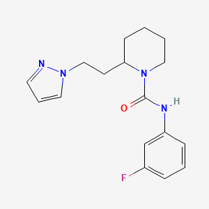 molecular formula C17H21FN4O B5281285 N-(3-fluorophenyl)-2-[2-(1H-pyrazol-1-yl)ethyl]-1-piperidinecarboxamide 