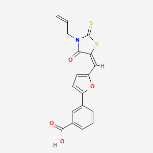 molecular formula C18H13NO4S2 B5281309 3-{5-[(3-allyl-4-oxo-2-thioxo-1,3-thiazolidin-5-ylidene)methyl]-2-furyl}benzoic acid 