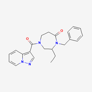 molecular formula C22H24N4O2 B5281317 4-benzyl-3-ethyl-1-(pyrazolo[1,5-a]pyridin-3-ylcarbonyl)-1,4-diazepan-5-one 