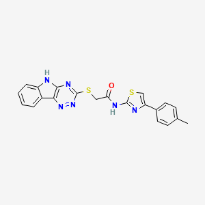 molecular formula C21H16N6OS2 B5281340 N-[4-(4-methylphenyl)-1,3-thiazol-2-yl]-2-(5H-[1,2,4]triazino[5,6-b]indol-3-ylsulfanyl)acetamide 