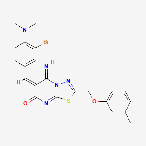 molecular formula C22H20BrN5O2S B5281411 (6E)-6-[[3-bromo-4-(dimethylamino)phenyl]methylidene]-5-imino-2-[(3-methylphenoxy)methyl]-[1,3,4]thiadiazolo[3,2-a]pyrimidin-7-one 