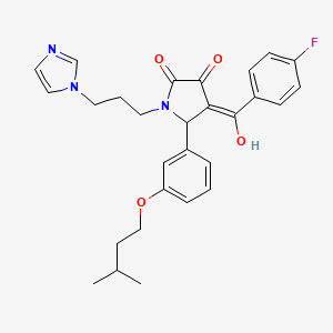 molecular formula C28H30FN3O4 B5281418 4-(4-fluorobenzoyl)-3-hydroxy-1-[3-(1H-imidazol-1-yl)propyl]-5-[3-(3-methylbutoxy)phenyl]-1,5-dihydro-2H-pyrrol-2-one 