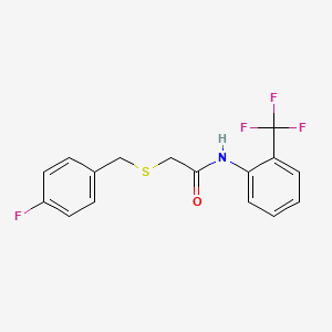 molecular formula C16H13F4NOS B5281482 2-[(4-fluorobenzyl)thio]-N-[2-(trifluoromethyl)phenyl]acetamide 