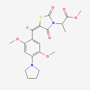 methyl 2-{(5E)-5-[2,5-dimethoxy-4-(pyrrolidin-1-yl)benzylidene]-2,4-dioxo-1,3-thiazolidin-3-yl}propanoate