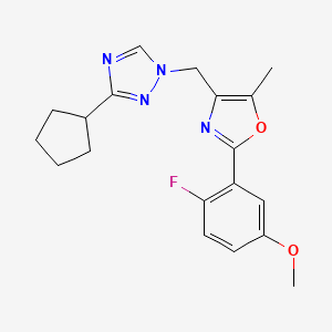 molecular formula C19H21FN4O2 B5281621 3-cyclopentyl-1-{[2-(2-fluoro-5-methoxyphenyl)-5-methyl-1,3-oxazol-4-yl]methyl}-1H-1,2,4-triazole 