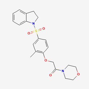 molecular formula C21H24N2O5S B5281749 2-[4-(2,3-DIHYDRO-1H-INDOLE-1-SULFONYL)-2-METHYLPHENOXY]-1-(MORPHOLIN-4-YL)ETHAN-1-ONE 