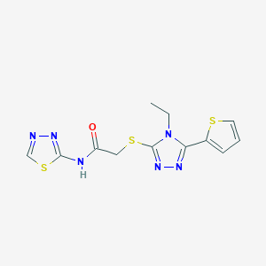 2-{[4-ETHYL-5-(2-THIENYL)-4H-1,2,4-TRIAZOL-3-YL]SULFANYL}-N-(1,3,4-THIADIAZOL-2-YL)ACETAMIDE